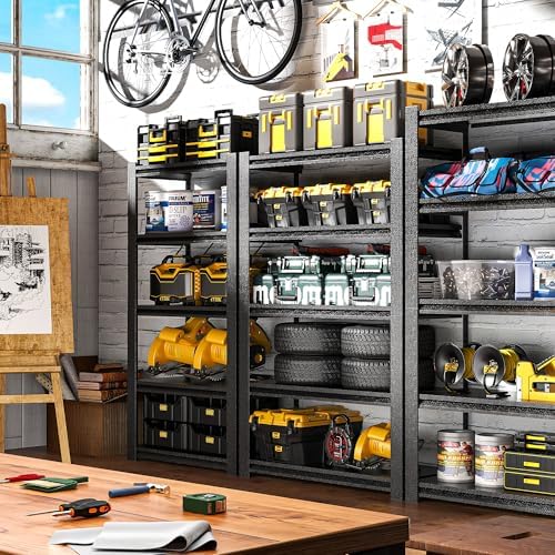 78" H Garage Shelves, Garage Shelving Heavy Duty, 3000Lbs 5 Tier Adjustable Garage Storage Shelves Suitable for Warehouse, Basement, Workshop,Require Assembly, 18" D*48" W *78" H(Black) - Image 2