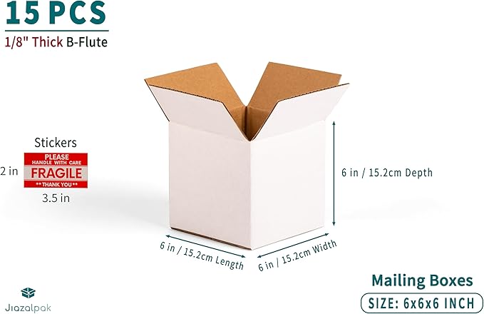 White 6x6x6 inches Shipping Boxes, Corrugated Cardboard 6x6 Box - Image 4