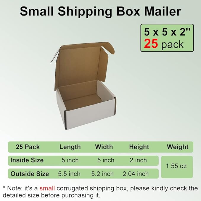 5x5x2'' Small Shipping Boxes 25 Pack, Mailing Packaging Supplies - Image 2