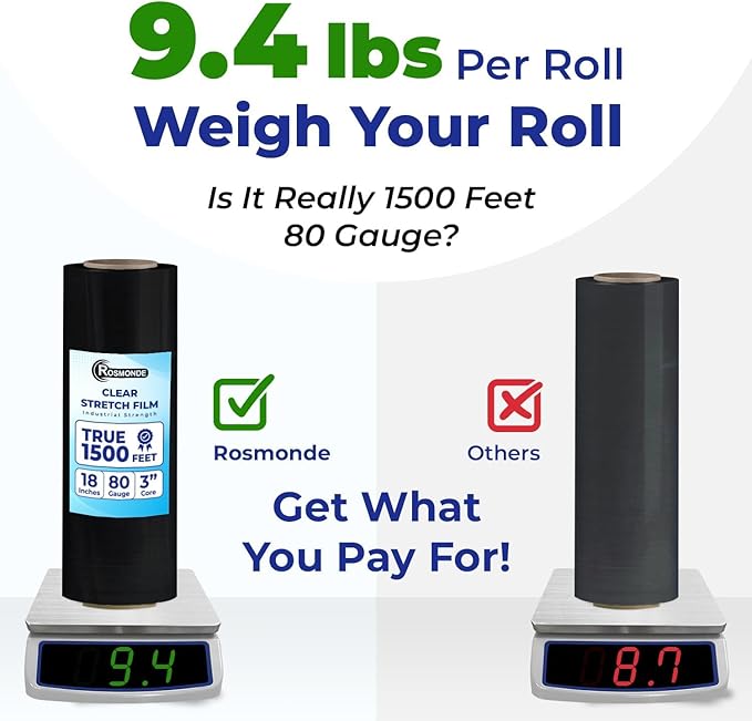 Rosmonde 400 Pack Black Plastic Wrap, 80 Gauge Durable Shrink Wrap Roll - Image 2