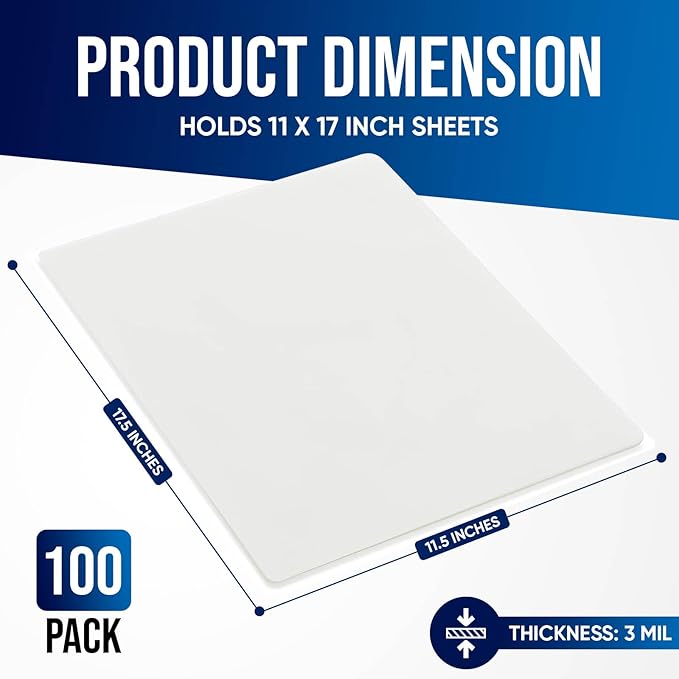 Laminating Sheets, 100 Pack Laminating Pouches Holds 11 x 17 Inch Sheets - Image 2