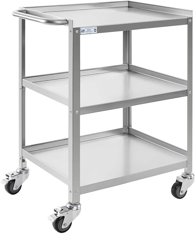 Hally Stainless Steel Utility Cart 3 Tier NSF Commercial Heavy Duty Metal by HallySinksTablesH