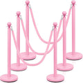 Ferraycle 6 Pcs Stainless Steel Stanchions Post Queue 38 Inch, 5 ft Velvet Rope by Ferraycle