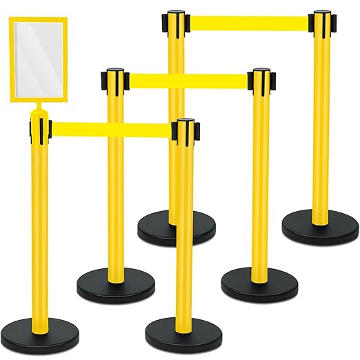 Therwen 6 Pack Heavy Duty Crowd Control Stanchions 9.8 ft Stainless Steel by Therwen