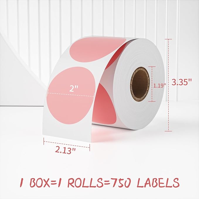 MFLABEL 750-Pack Pink Round Labels - Image 2