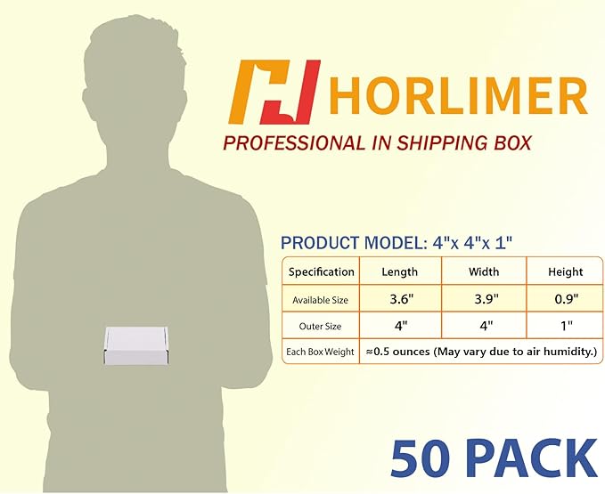 HORLIMER 4x4x1 inches Shipping Boxes Set of 50 - Image 2