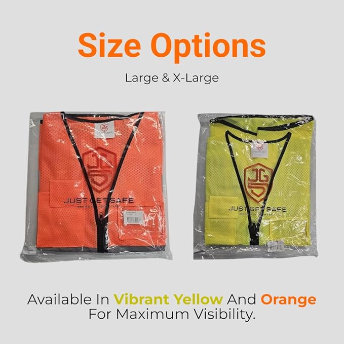 High-Visibility Safety Vests – Pack of 3, Reflective vest, Front Zipper & - Image 5