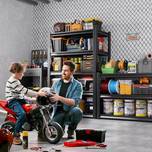 Set of 3 Garage Shelving Heavy Duty Storage Shelves, Metal Adjustable Shelving Unit, Utility Garage Organizer Shelf for Basement, Pantry, Kitchen, Warehouse,16" D x 35" W x 71" H, Black - Image 2