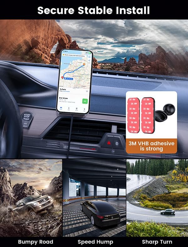 for Magsafe Car Mount Charger 15W LED RGB Car Phone Holder for Dash Vent - Image 4