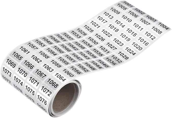 MECCANIXITY 1001 to 2000 Consecutive Number Stickers Inventory Label Black by MECCANIXITY