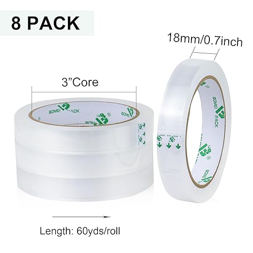 BOMEI PACK 8Rolls Clear Tape Refills - Image 3
