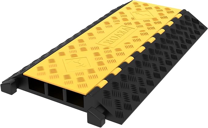 Happybuy 1 Pack of 3-Channel Rubber Cable Protector Ramps Heavy Duty 44000Lbs by Happybuy