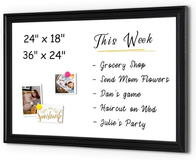 4 THOUGHT Dry Erase Board, 18 x 24 in Magnetic Whiteboard Black Vintage Wood by 4Thought