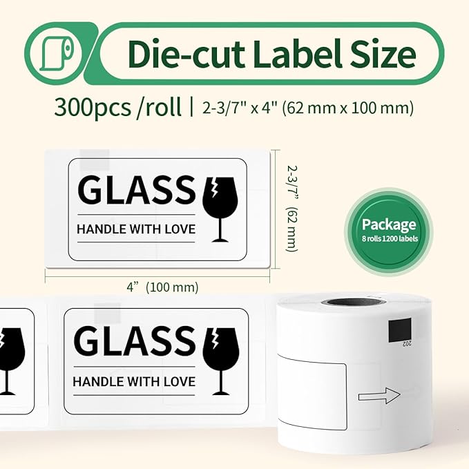 DK-1202 Labels Compatible Brother Die-Cut Shipping Label 62mm x 100mm - Image 2