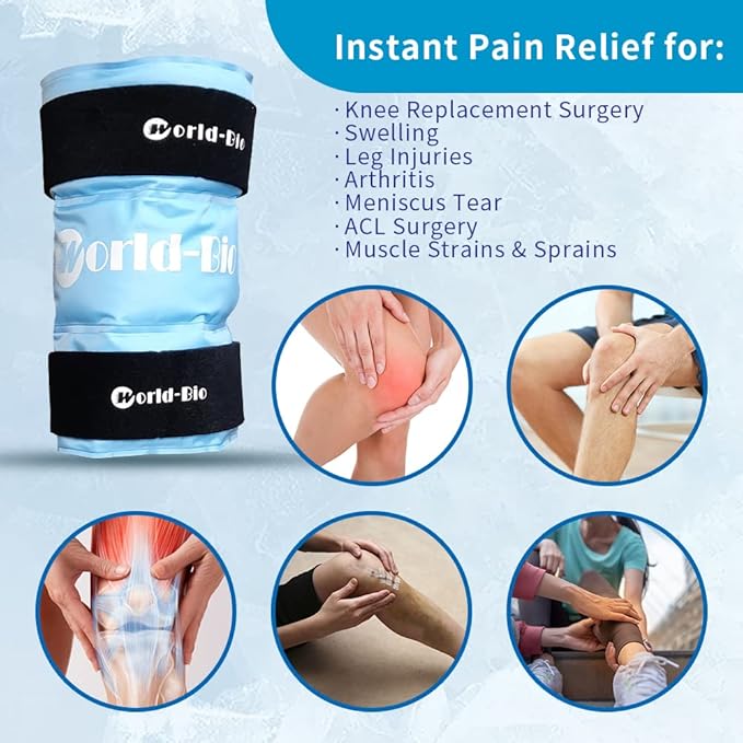 Knee Ice Pack Wrap 14.7" x 10.4", Reusable & Flexible Gel Cold Pack - Image 2