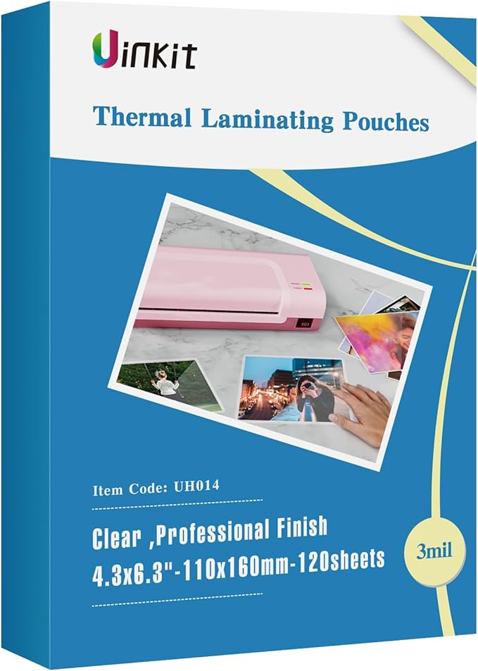 Uinkit 120Pack Thermal Laminating Pouches 3mil Laminating Sheets 4.3x6.3 inches by UinkitHandicraftsandConservationSpecialist
