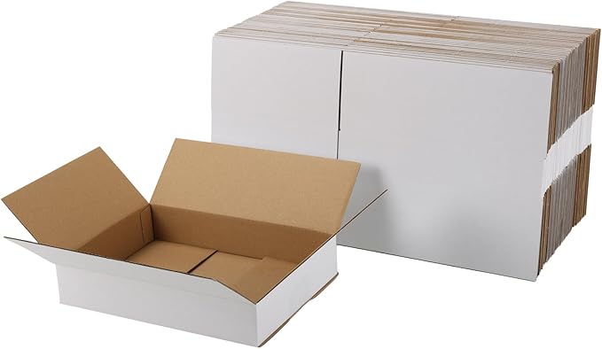 CRUGLA 9x6.5x1.75 White Shipping Boxes Set of 40 by CRUGLA
