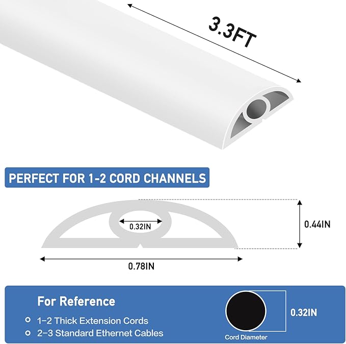 Floor Cord Cover Self Adhesive Cord Hider Floor Extension Cord Covers - Image 2