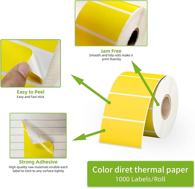 2.25" x 1.25" Yellow Direct Thermal Labels, Replacement - Image 3