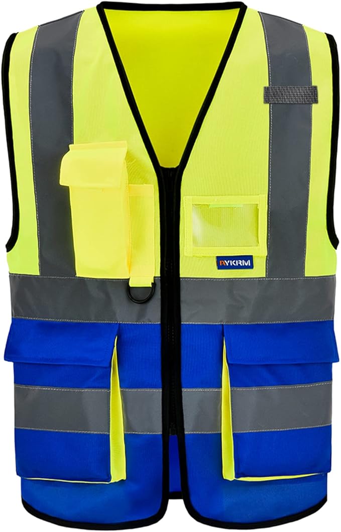 A-SAFETY yellow blue work vest side pocket by A-SAFETY
