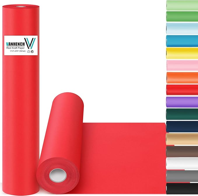 Vanhench 17.5"×963" Red Wrapping Paper Roll by Vanhench
