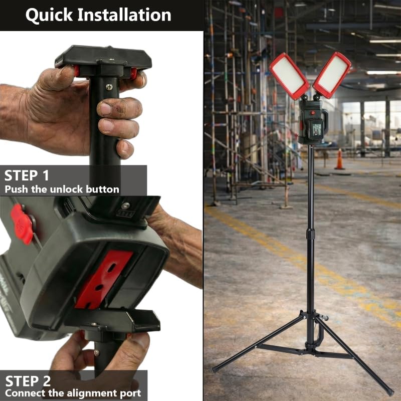 12000LM Cordless Tripod LED Work Light Fits DEWALT 20V - Image 5