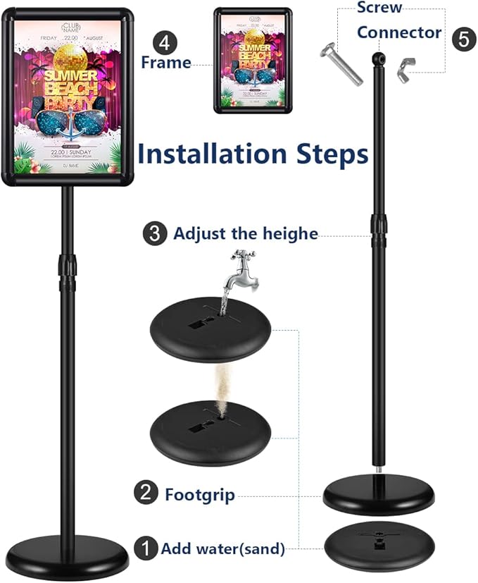 JACNITAD 2 Pack Adjustable Sign Holder Stand - Image 9