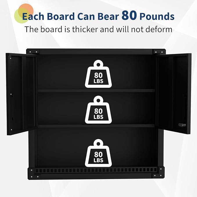 Heavy Duty Steel Garage Wall Cabinet, Floating Hanging Storage Organizer - Image 4