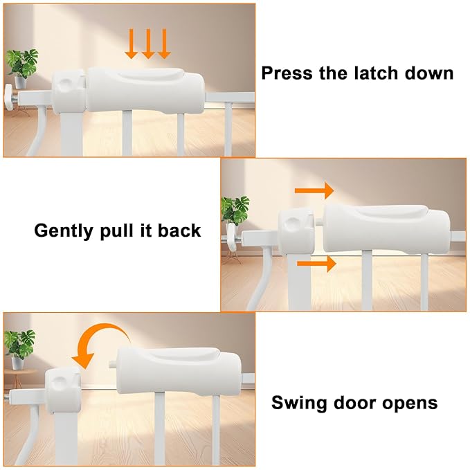 Narrow Baby Gates for Stairs Doorways Auto Close Tension White Metal Child Pet - Image 4