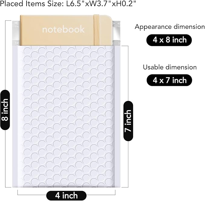 Fuxury Bubble Mailers 4x8" White Padded Envelopes 1000Pack Strong Adhesion - Image 2