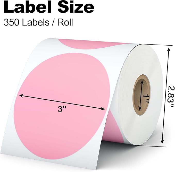Misofuki 350 Pcs 3 inch White Round Thermal Sticker Labels Roll Used - Image 2