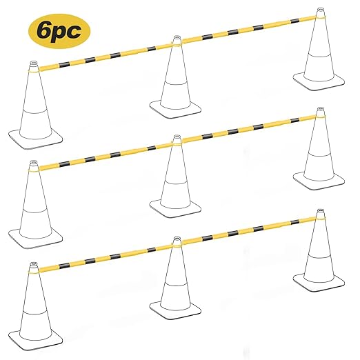 RoadHero 6 Pack 4 FT to 6.9 FT Retractable Cone Bar, Expandable Traffic Cone - Image 2