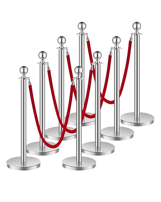 VEVOR Stanchions and Velvet Ropes 8Pcs, Hollow Base by VEVOR