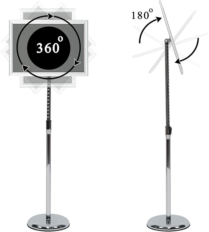 Pedestal Poster Stand, Adjustable Aluminum 11 x 17 Floor Standing Holder - Image 2