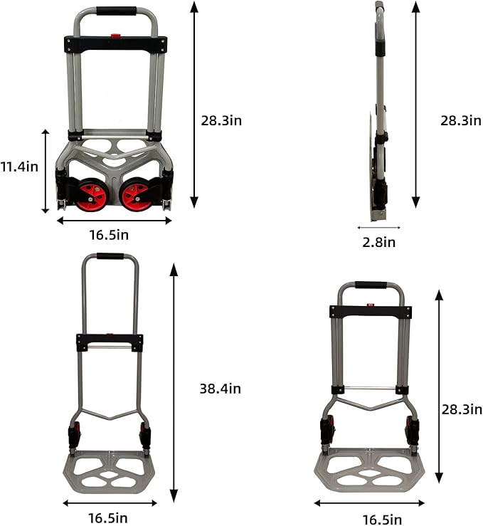 LEADALLWAY Dolly Cart Folding Hand Truck and Dolly, Steel Portable Cart - Image 3