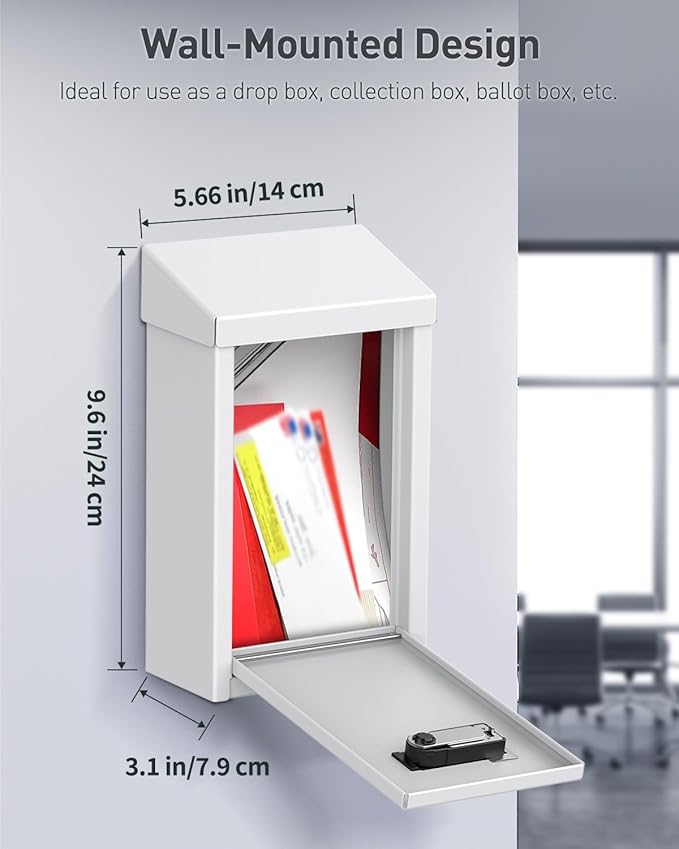 Uniclife Key Drop Box for Outside, Metal Donation Boxes White Collection Box - Image 5
