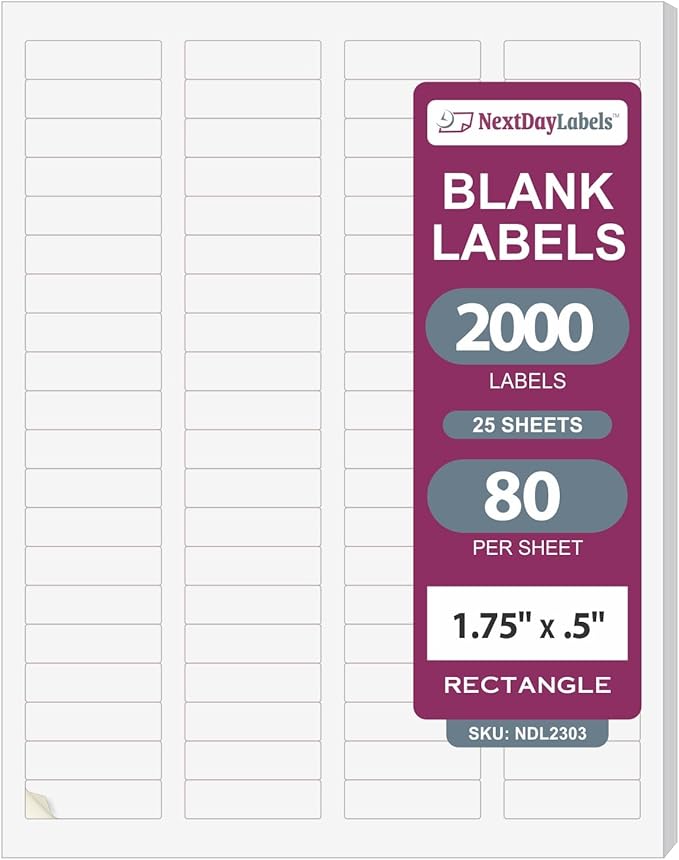 NextDayLabels – 1-3/4" x 1/2" Rectangular Sticker Labels by NextDayLabels
