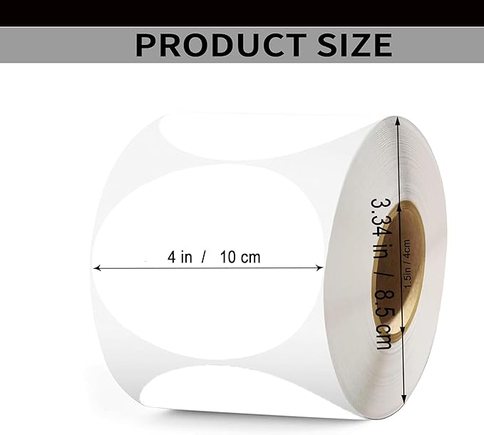 4 Inch Large White Circle Thermal Labels, 300 Labels/Roll, Self-Adhesive Round - Image 2