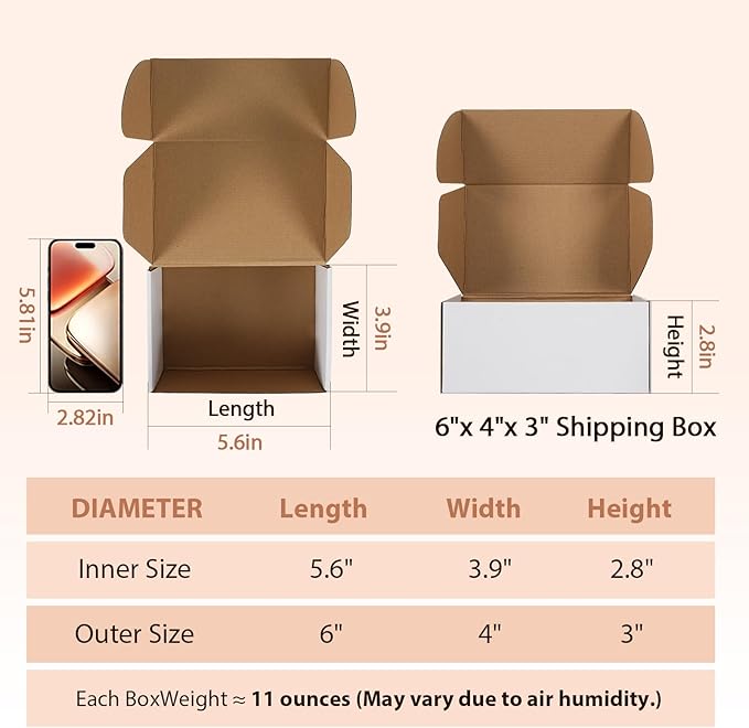 6x4x3 inches Shipping Boxes Set of 25, Small Corrugated Cardboard Box, - Image 2