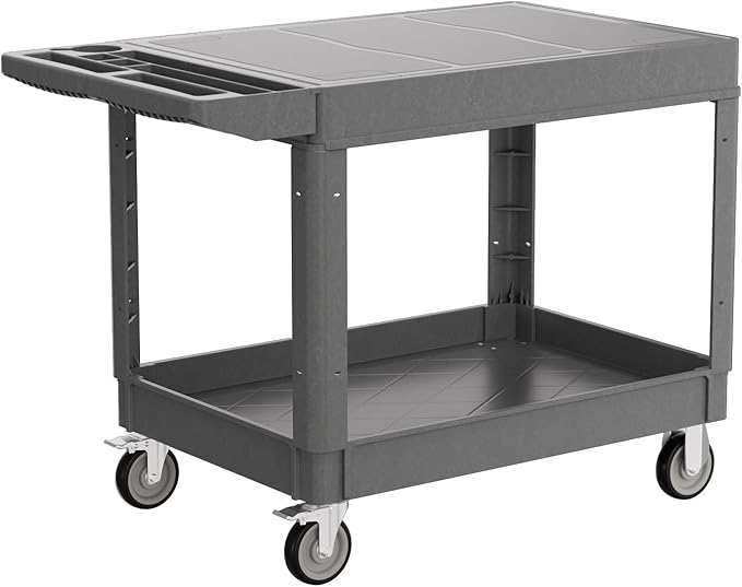 2-Tier Rolling Tool Cart, Heavy-Duty Plastic Service Cart by Unknown