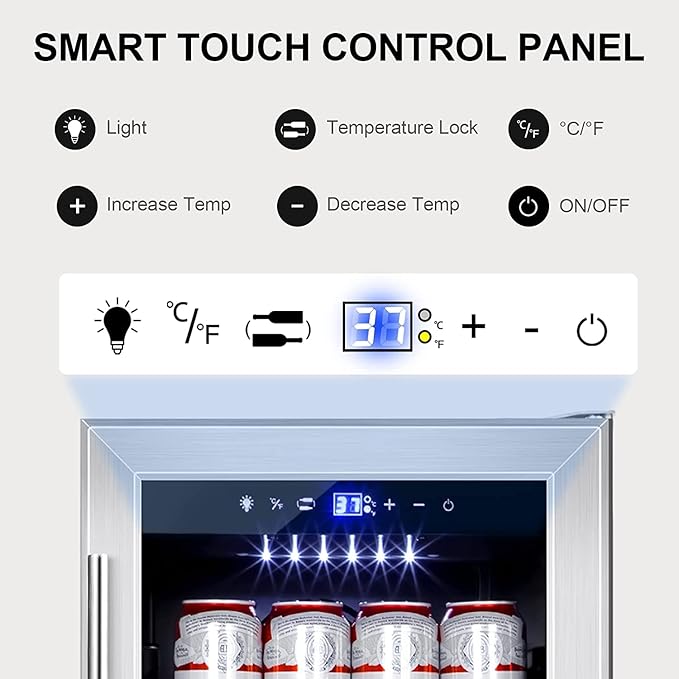 Tylza 15 Inch Beverage Refrigerator, 130 Cans Quiet Beverage Fridge - Image 3