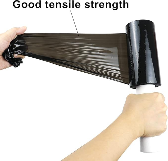 BOMEI PACK1 Roll Industrial Black Mini Stretch Wrap Roll - Image 3