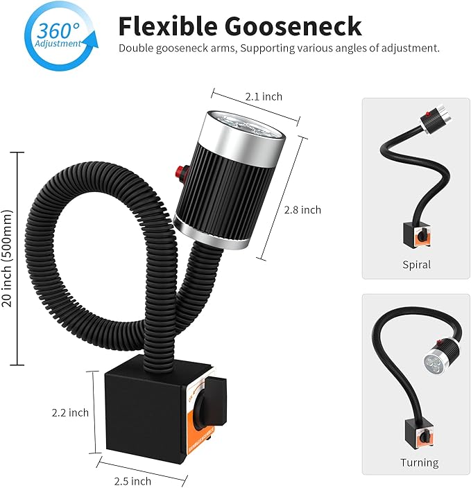Magnetic Work LIght, 9W Led Flexible Gooseneck - Image 5