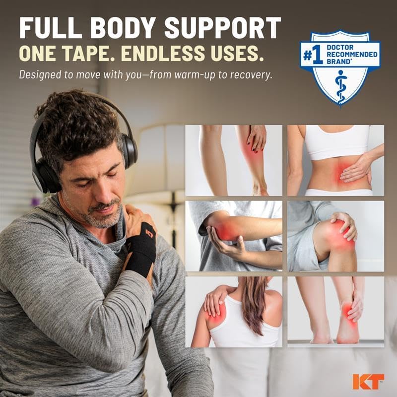 KT Tape, Original Cotton, Elastic Kinesiology Athletic Tape, 20 Count, 10” Precut Strips, Purple - Image 2