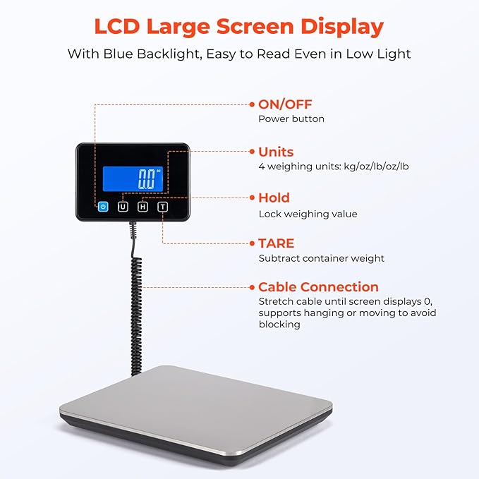 MUNBYN Shipping Scale, 440lb/1.8oz Digital Postal Scale - Image 3