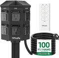 Outdoor Remote Control Power Strip, 100FT Extension Cord Waterproof, by TiFFCOFiO