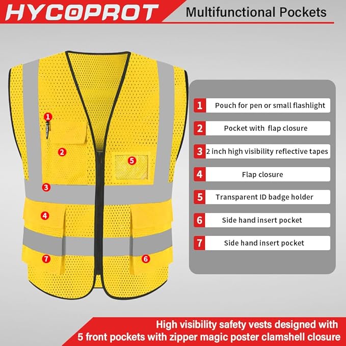 HYCOPROT High Visibility Mesh Safety Reflective Vest - Image 2