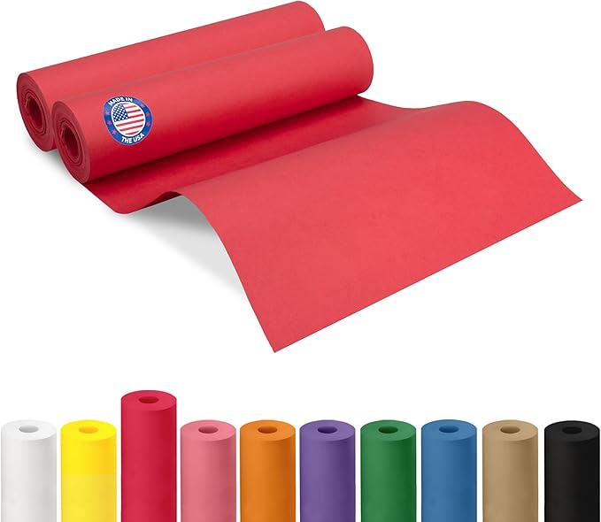 12" x 1200" Christmas Red Kraft Paper Roll, Kids' Arts & Crafts, School Projects by IDLPackaging
