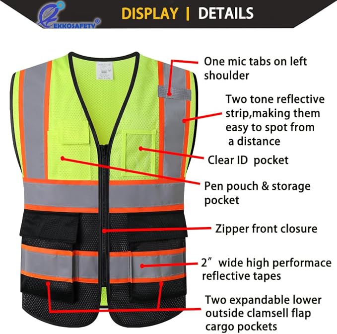 Reflective Mesh Safety Vest for Men Women - Image 3