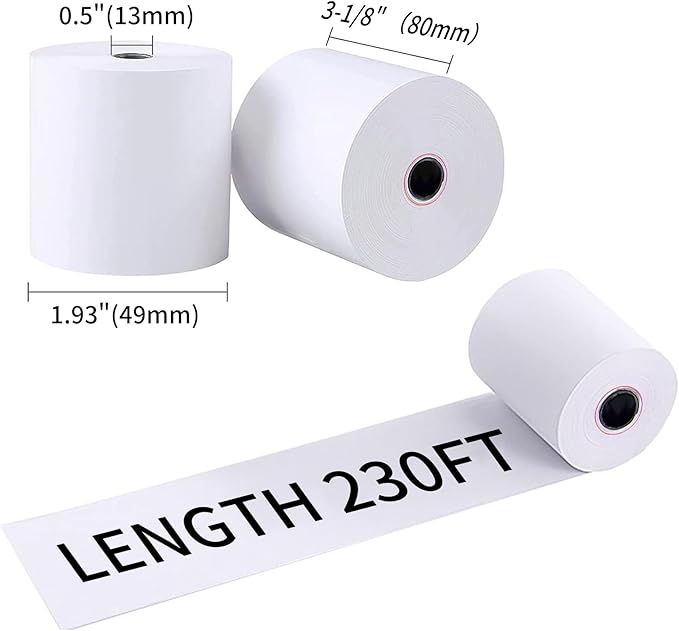 Thermal Receipt Paper Rolls, 3-1/8 x 230 inches, Compatible - Image 2